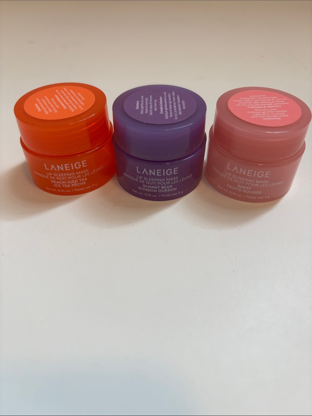 NEW! LANEIGE Lip Sleeping Mask Treatment Trio — Orange, Purple, Pink Minis